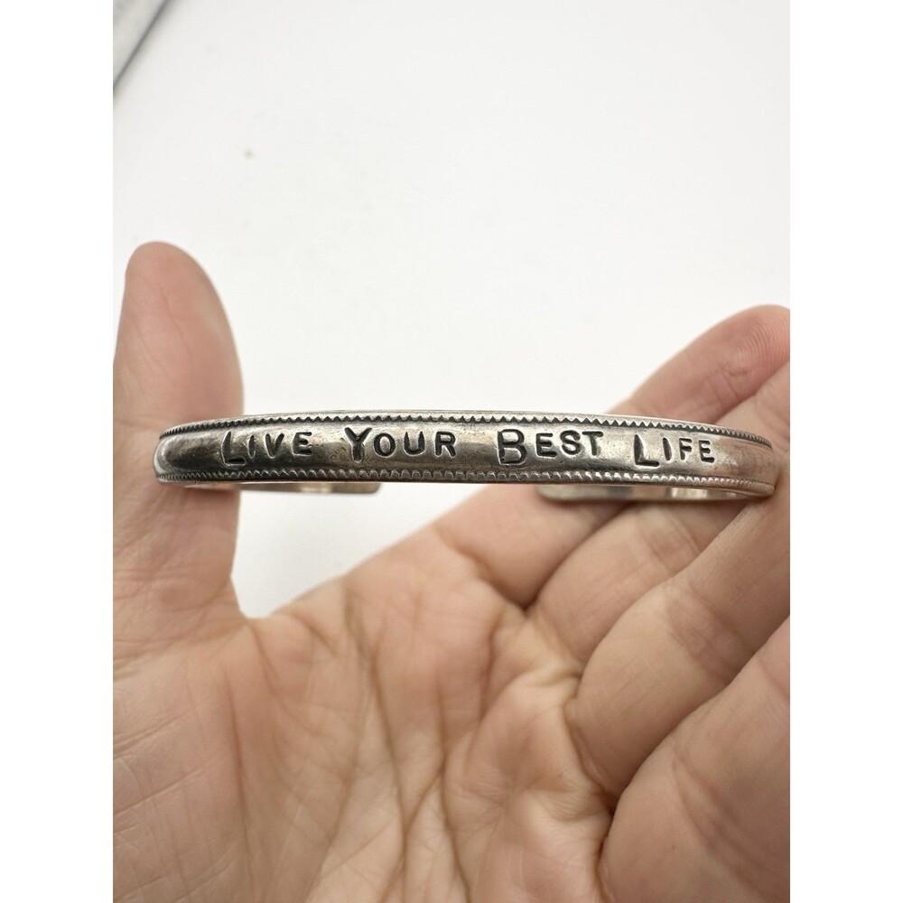 Sterling Silver Live Your Best Life Cuff Bracelet
